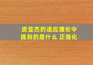 皮亚杰的适应理论中提到的是什么 正强化